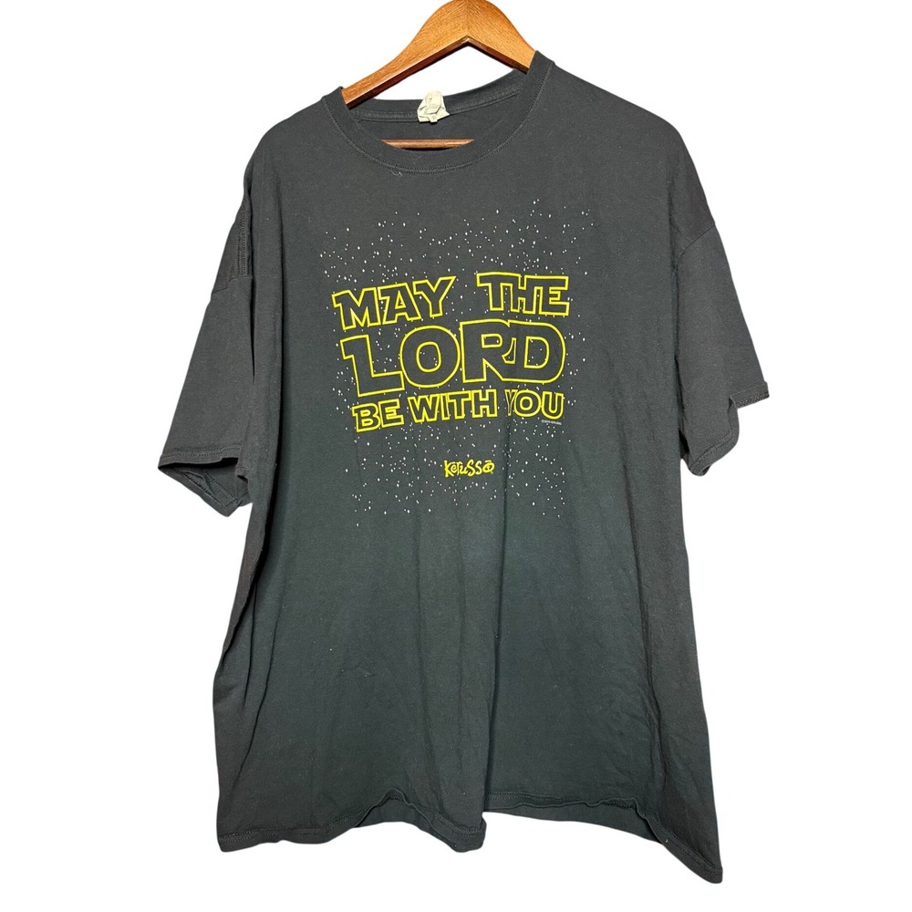 Kerusso Graphic T Shirt Men 3XL Black Excellent May The Lord Be With You Parody